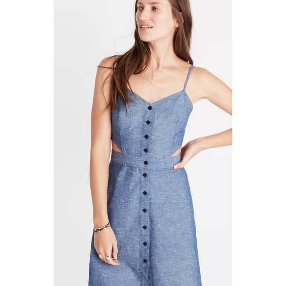 Madewell Chambray Cutout Summer Dress - Picture 2 of 8